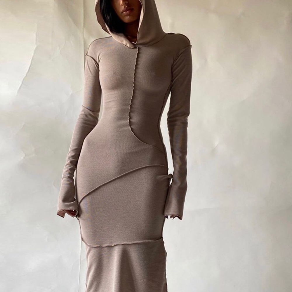 Patchwork Bodycon Hood Dress